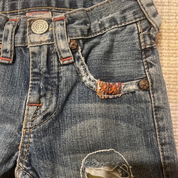 True Religion Woodstock Patchwork Twisted Seam Wide Leg Jeans Toddlers Girl Sz 4 - Picture 8 of 8